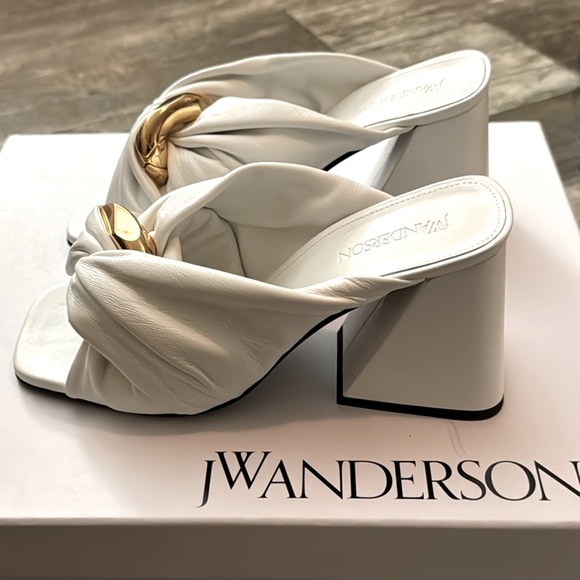 JW Anderson chain link knot heel mule sandals lamb leather white NWT sz 8 - Picture 4 of 8